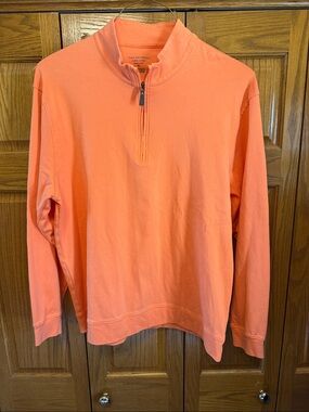Divots Men's Half-Zip Pullover Sweater in Coral-XL